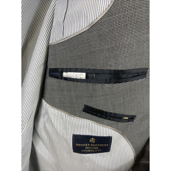 Brooks Brothers Blazer 45R Explorer Madison Fit Sport Jacket Gray Houndstooth - Picture 4 of 11